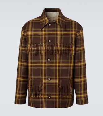 Checked fringed virgin wool jacket | Valentino