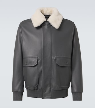 Shearling-trimmed leather bomber jacket | Brioni