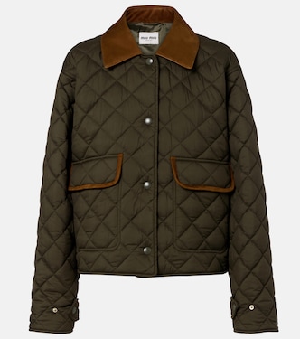 Quilted leather-trimmed jacket | Miu Miu