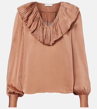Blusa Liese de satén de seda plisada | Ulla Johnson