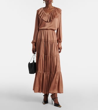 Liese pleated silk satin blouse | Ulla Johnson