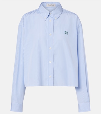 Pinstripe cropped cotton poplin shirt | Miu Miu