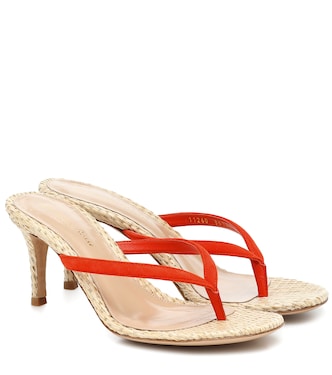 Sandalias Calypso 70 de ante y rafia | Gianvito Rossi