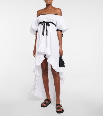Robe Analiese à encolure bardot en coton mélangé | Caroline Constas