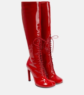 Lace-up patent leather knee-high boots | Dries Van Noten