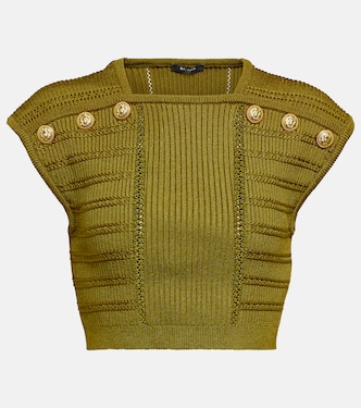 Verziertes Cropped-Top aus Strick | Balmain