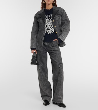 High-Rise Cargo-Jeans | Ganni
