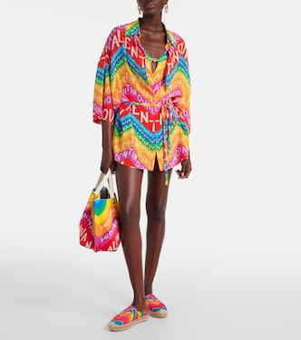 Robe chemise en soie à logo | Valentino