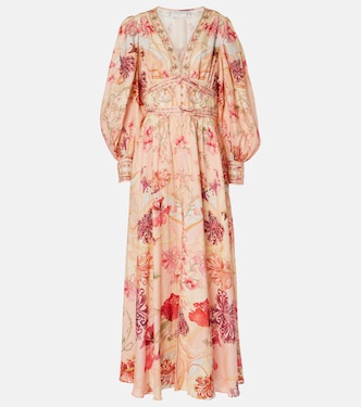 Maxikleid Blossoms And Brushstrokes aus Leinen | Camilla