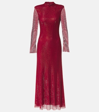 Embellished fishnet midi dress | Self-Portrait