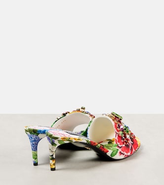 Mules Kiera à fleurs et cristaux | Dolce&Gabbana