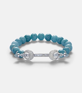 Chakra 18kt white gold bracelet with aquamarines and diamonds | Ananya