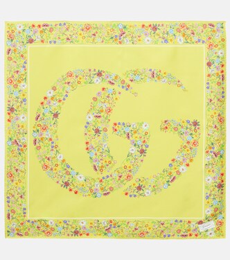 Double G floral silk twill scarf | Gucci