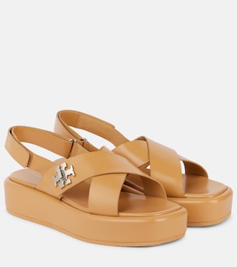 T Lock 40 leather platform sandals | Tory Burch