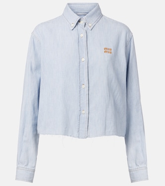 Logo striped cotton shirt | Miu Miu