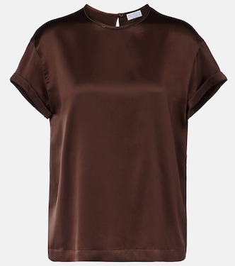 Monili silk-blend satin T-shirt | Brunello Cucinelli