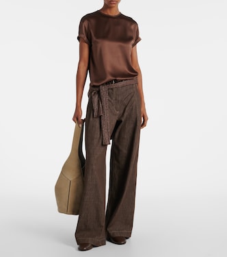 Monili silk-blend satin T-shirt | Brunello Cucinelli