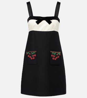 Robe Crepe Couture brodée en laine et soie | Valentino