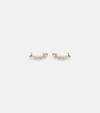 Boucles d’oreilles Fishbone en or 14 ct et diamants | Sydney Evan