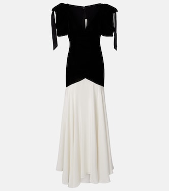 Bow-detail silk crêpe and velvet gown | Rodarte