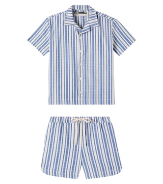 Striped cotton bowling shirt and shorts set | Fábula