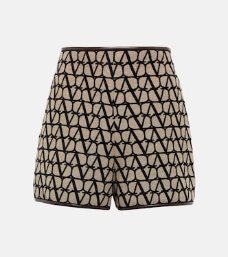 Toile Iconographe leather-trimmed shorts | Valentino