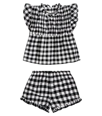 Top e shorts in misto cotone a quadri | Suncracy