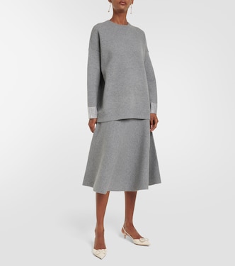 High-rise wool-blend midi skirt | Valentino