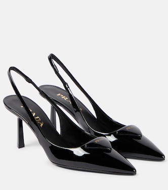 Logo patent leather slingback pumps | Prada