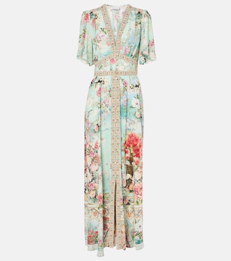 Verziertes Maxikleid aus Seide | Camilla