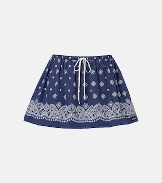 Bandana printed cotton poplin miniskirt | Miu Miu