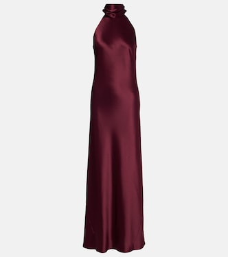 Sienna halterneck satin gown | Galvan