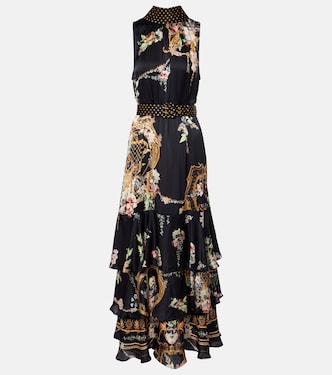 Belted floral tiered silk maxi dress | Camilla