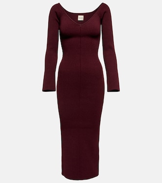 Pia off-shoulder ribbed-knit midi dress | Khaite