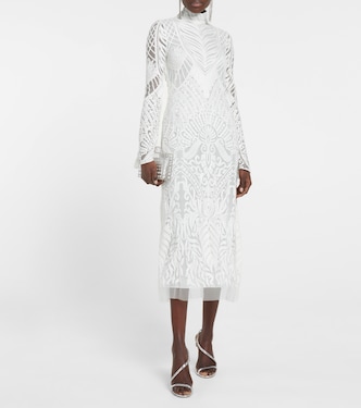 Bridal Borghese backless lace midi dress | Galvan