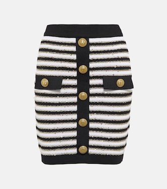 High-Rise-Minirock aus Strick | Balmain