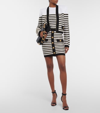Minigonna in maglia a righe a vita alta | Balmain