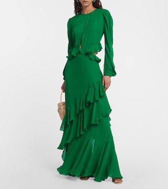 Abito lungo in seta con cut-out | Johanna Ortiz