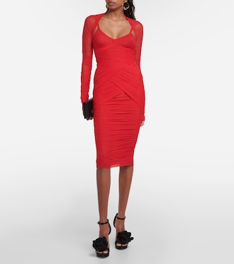 Vestido midi de tul drapeado | Dolce&Gabbana