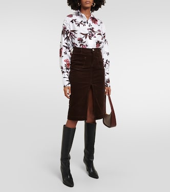 High-rise corduroy midi skirt | Frame