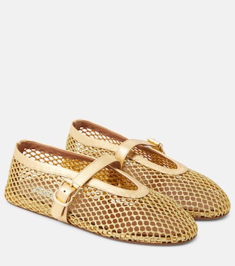 Fishnet metallic leather ballet flats | Alaïa