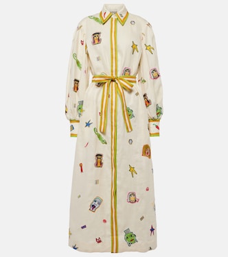 Printed linen maxi dress | Alémais