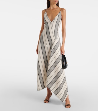 Striped linen and cotton maxi dress | Ferragamo