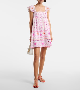 Embroidered printed cotton minidress | Juliet Dunn