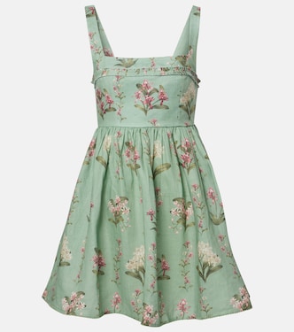 Bedrucktes Minikleid Hierbabuena aus Leinen | Agua by Agua Bendita