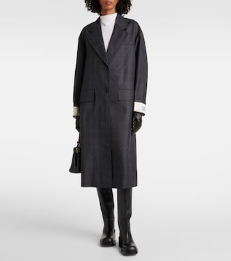Checked virgin wool coat | Prada