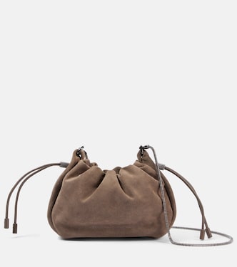 Borsa a tracolla Softy Small in suede | Brunello Cucinelli