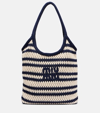 Ivy logo striped crochet tote bag | Miu Miu