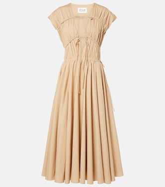 Vestido midi Ceres de algodón fruncido | Tove