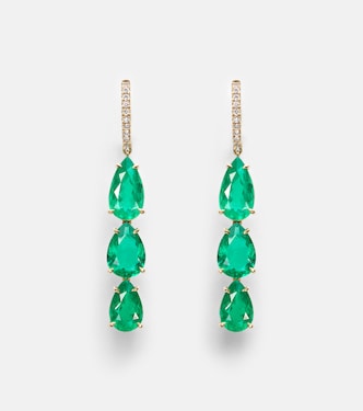 Ohrringe Anya aus 18kt Gelbgold mit Diamanten und Smaragden | Anita Ko